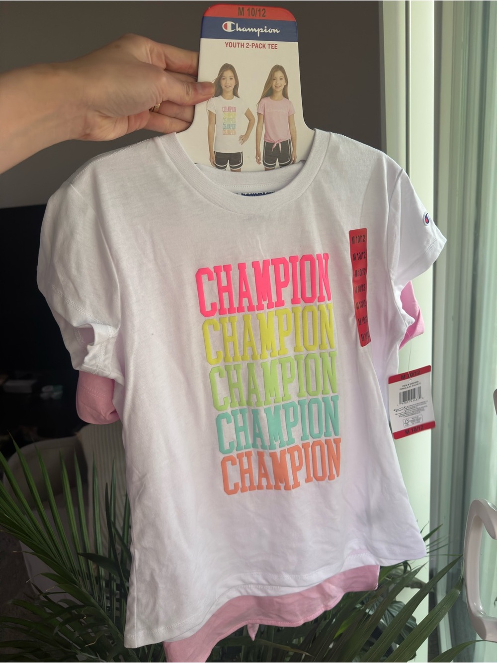Champion NWT Girls' 2-Pack Tee Pink & White Size  M 10/12